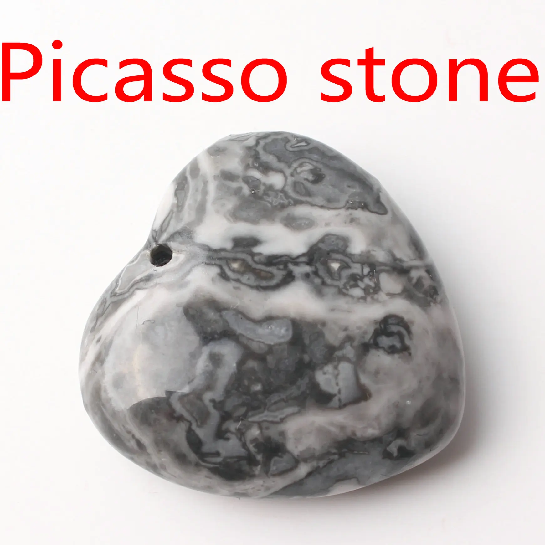 Picasso stone Натуральный кристалл Аметист Роза Кварц сердце форма кулон с отверстием ожерелье аксессуары ювелирных изделий камень, реики целебный подарок - Цвет: Picasso stone