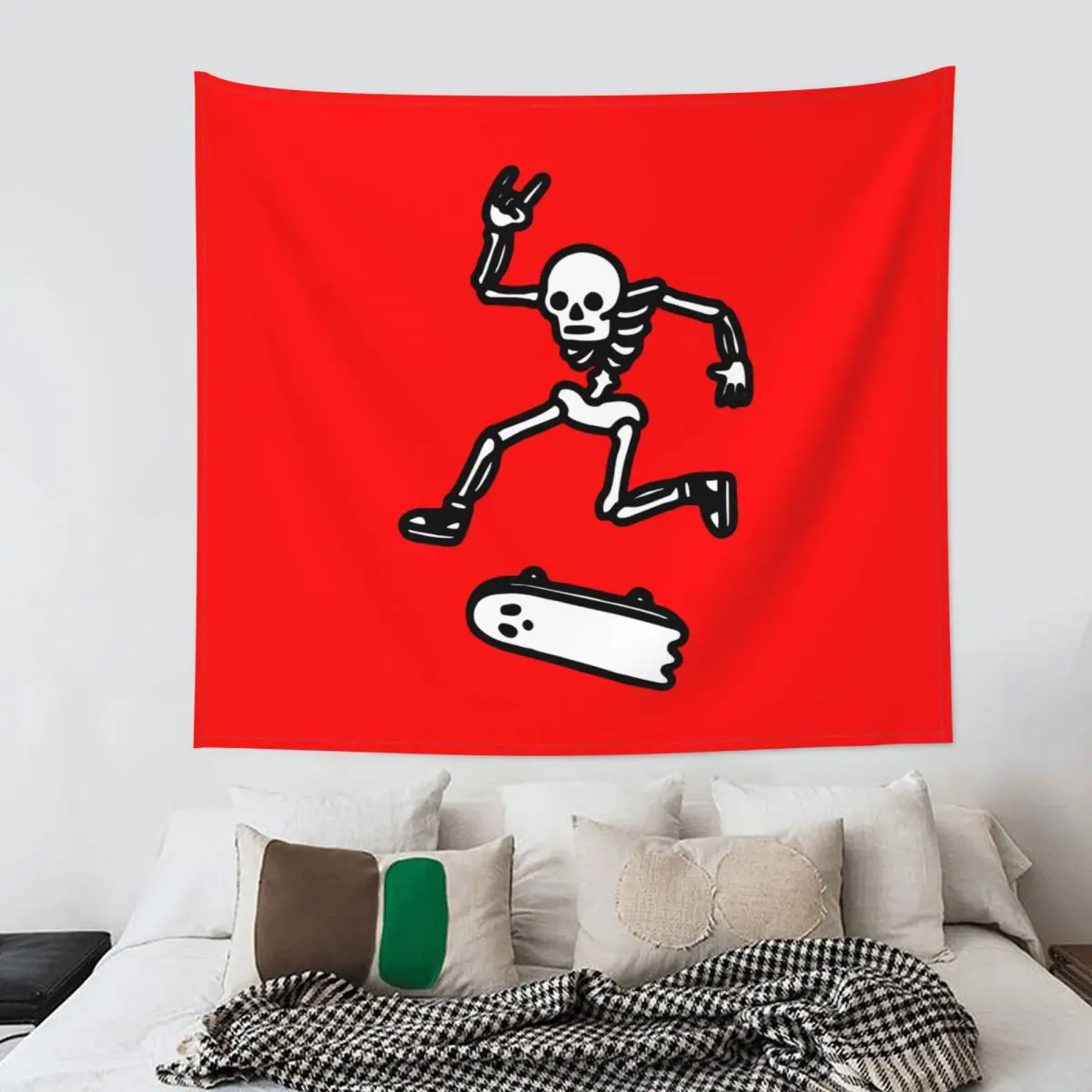 Rad In Peace Skul Skeleton Tapestry Colorful Polyester Wall Hanging Room Decor Curtain Witchcraft | Дом и сад