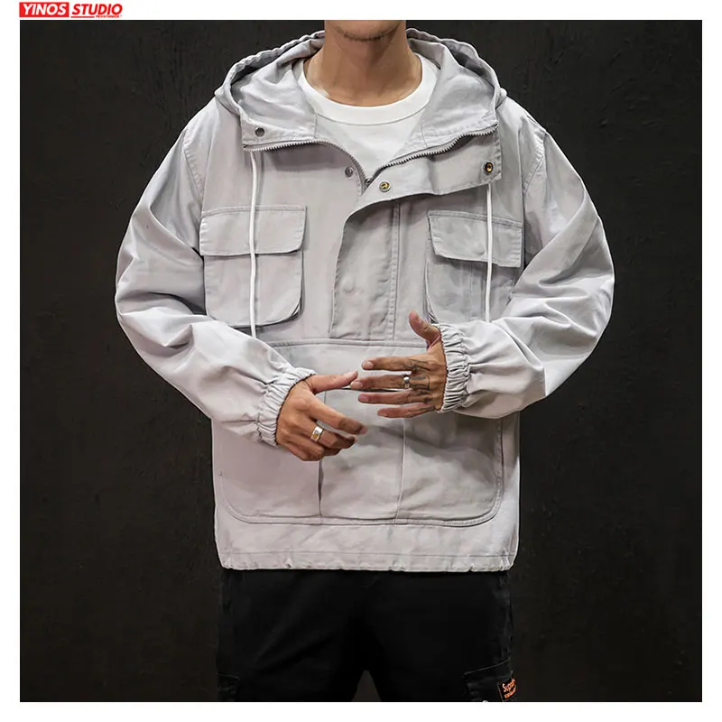 Прямая поставка осенняя однотонная Повседневная Куртка карго Мужская Уличная