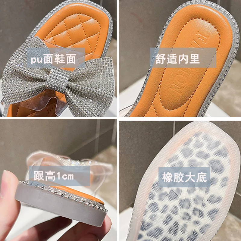 

Butterfly-Knot Shoes Ladies' Slippers Glitter Slides Fashion Slipers Women Flat Jelly Luxury 2021 Butterfly-knot Rubber Fabric P