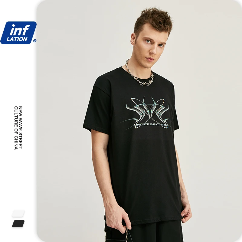 Мужская футболка с принтом INFLATION уличная простым модель 1209S20 в стиле