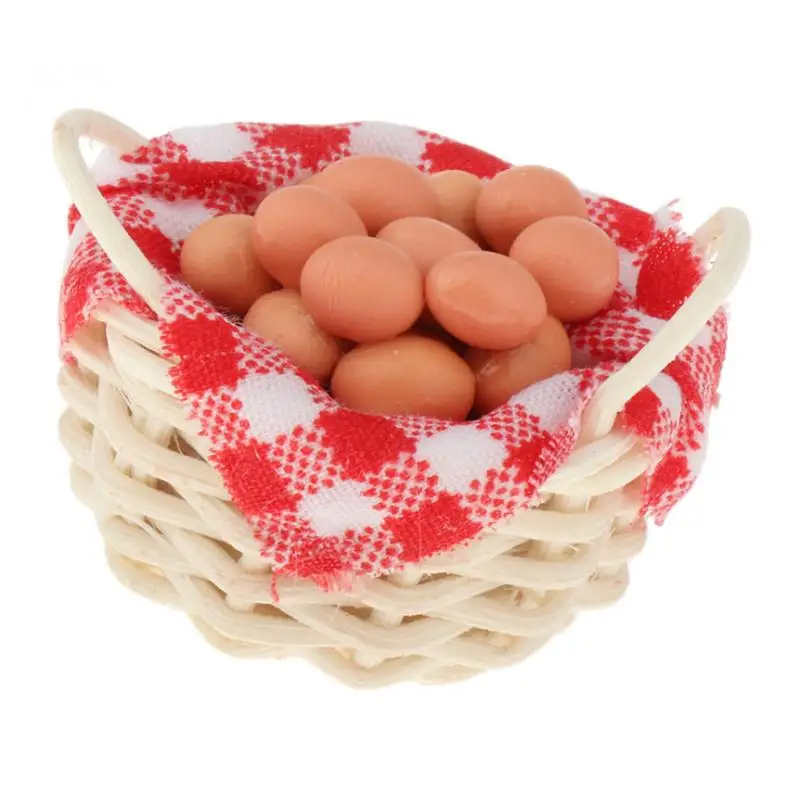 

1/12 Dollhouse Miniatures Egg with Basket DIY Craft Simulation Room Items