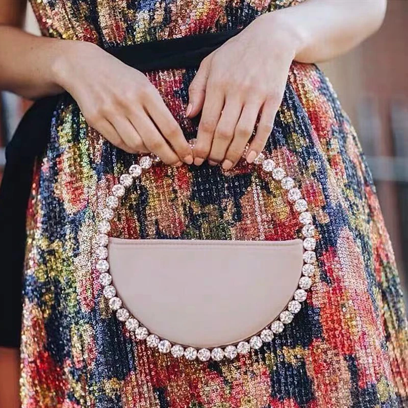 

NEW Diamond Circular Evening Bag For Women Bling Rhinestone Handbags Fashion Ladies Party Round Clutch bags and Wedding Purse