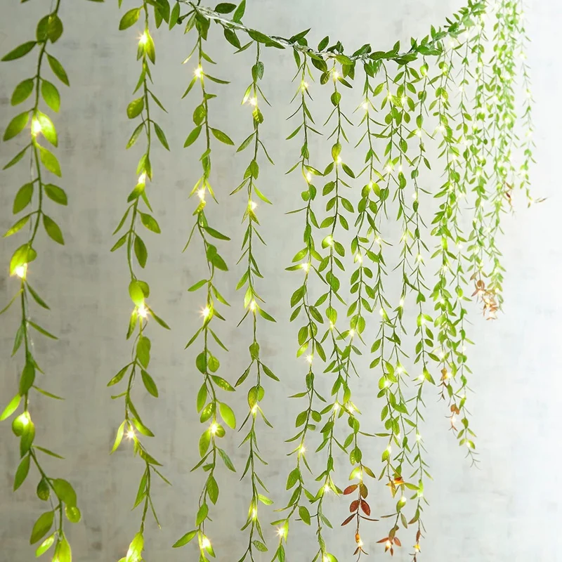 

6 Pcs Artificial Vines Fake Greenery Garland Willow Leaves with Total 30 Stems Hanging for Wedding Party Home Decoration