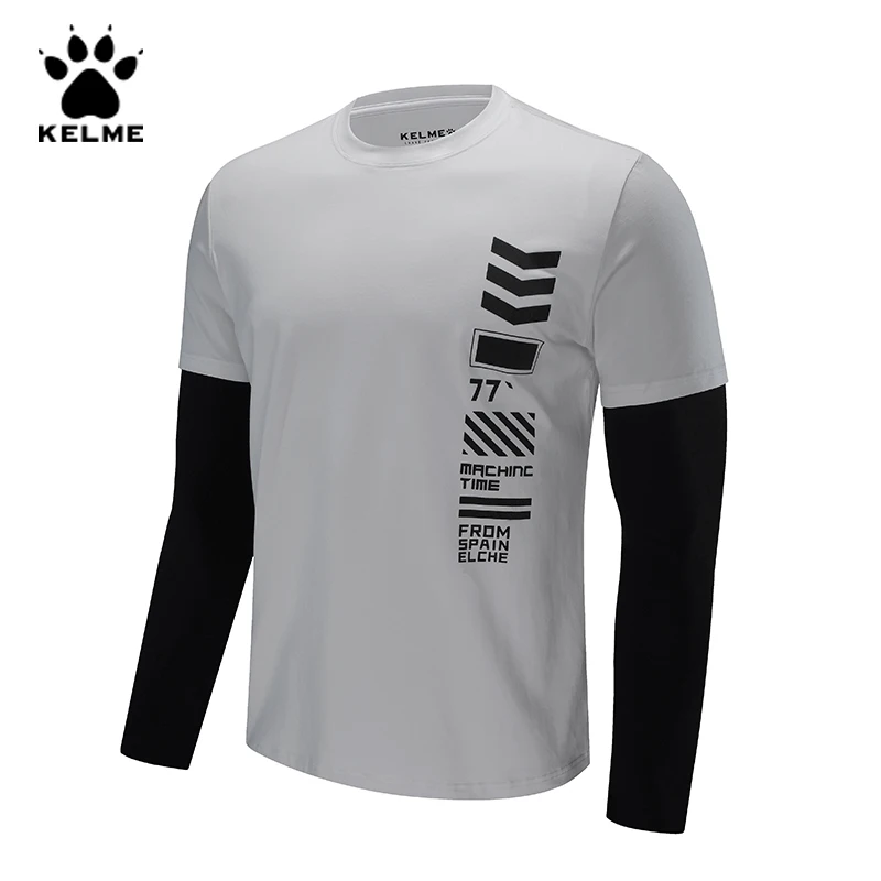 Мужская футболка с имитацией двух слоев KELME Весенняя модная Лоскутная