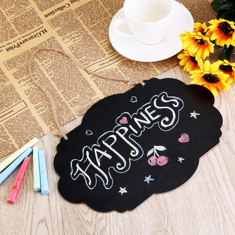 

HOMEMAXS 2pcs Mini Wooden Blackboard Hanging Chalkboard Double Sided Message Board for Memo Sign Decoration (Black)