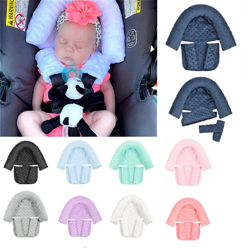 

Baby Car Safety Soft Sleeping Head Support Pillow with Matching Seat Belt Strap Covers Baby Carseat Neck Protection Headrest