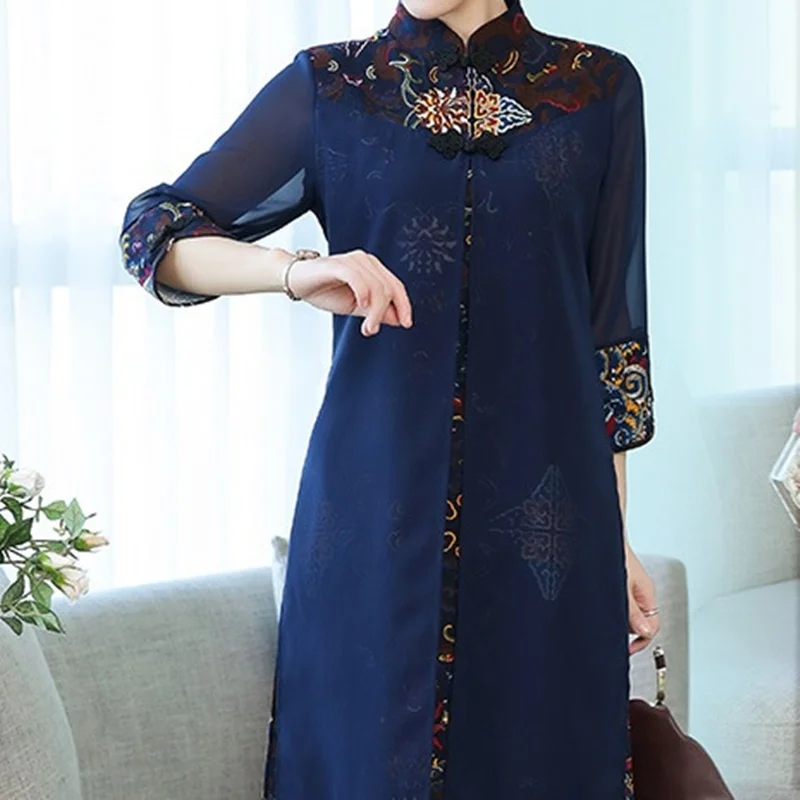 Элегантное китайское платье Ao Dai Ципао с рукавом 3/4 восточное азиатская уличная