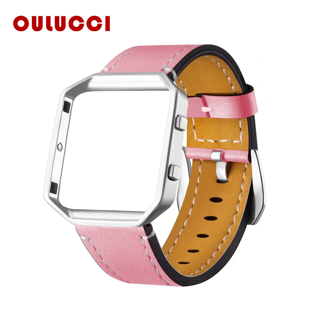 Oulucci настоящий кожаный ремень для fitbit blaze band Черный Сменный ремешок
