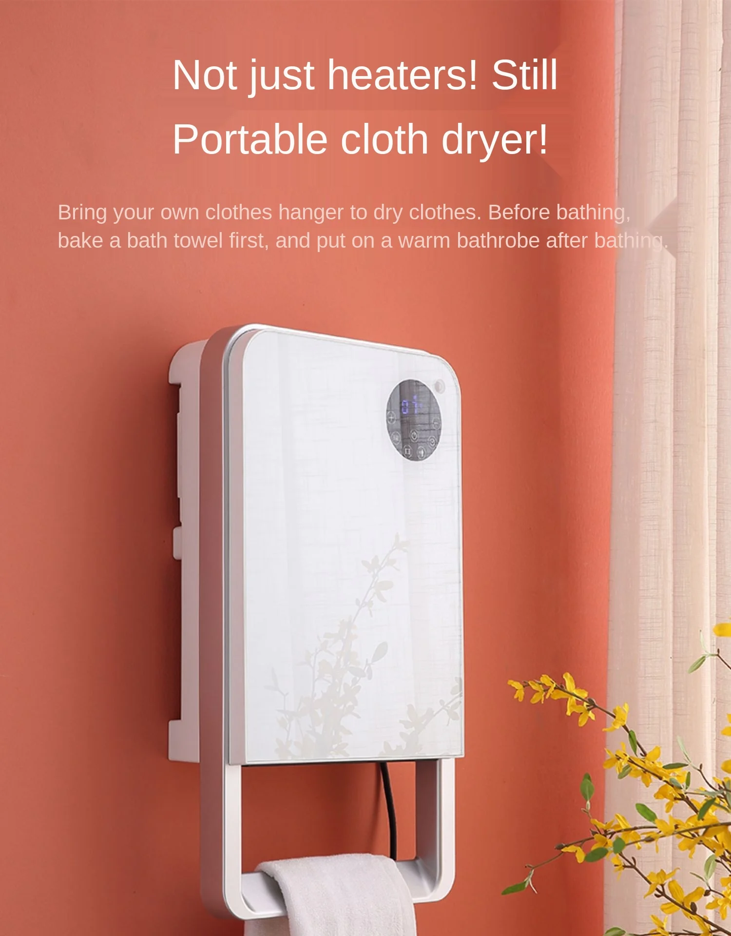 

zq Electric Heater Bathroom Wall-Mounted Heater Bathroom Waterproof Electric Towel Rack Energy-Saving Household