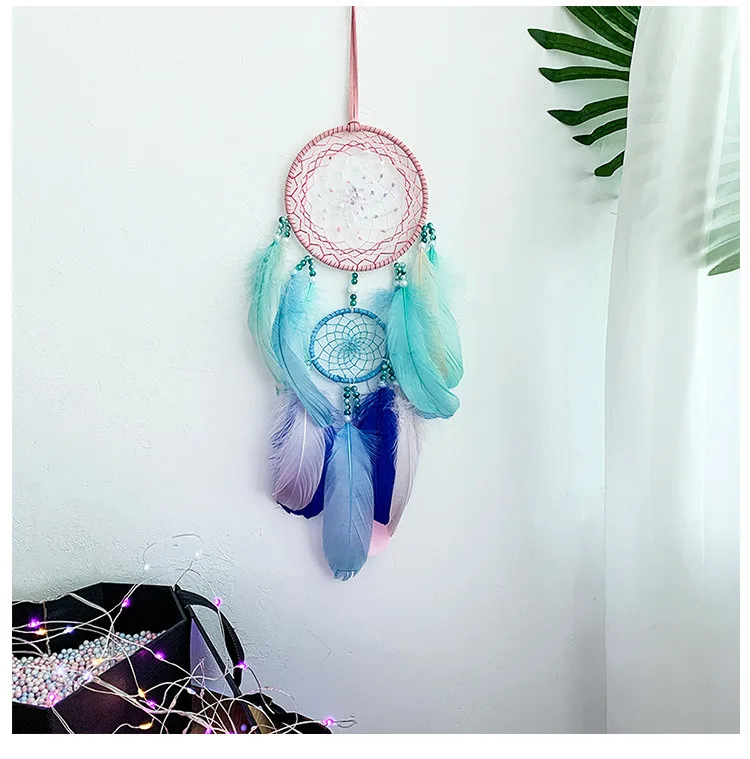 

Led Dream Catchers For Kids Bedroom Wall Decor Fairy Pink Blue Girls Room Decoration Handmade Feather Ornament Dreamcatcher