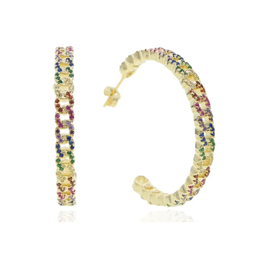 2020 золото большие полукруглые разноцветные плоские с обруч серьги нержавеющая
