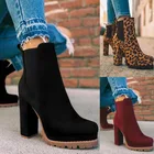 Женские ботинки челси 2021, удобные сапоги панк до лодыжек, женская обувь, зимние ботинки на платформе и каблуке, обувь без застежки, флоковые короткие сапоги