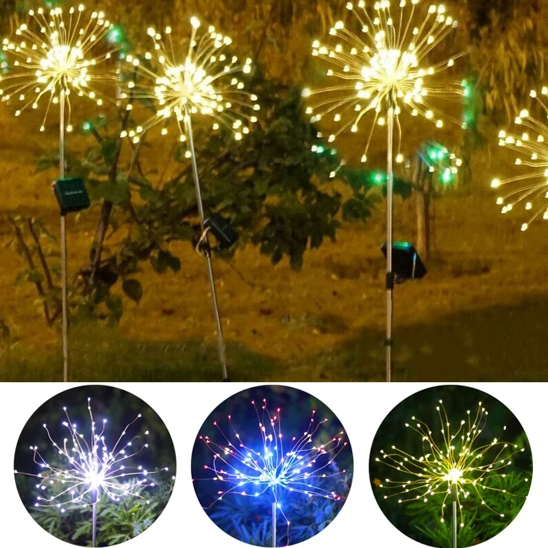 

90/120/150LED Solar Fireworks Lights Waterproof Dandelion Solar Outdoor Fairy Light for Garden Lawn Landscape Holiday Light