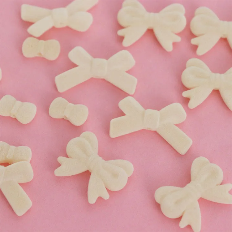 10 шт. бежевые акриловые флокирующие бусины с бантом для ношения волос сережки