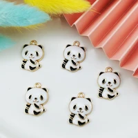 10pcs enamel panda earrings pendant charms diy jewelry findings kawaii necklace bracelet dangle drop earring small accessory