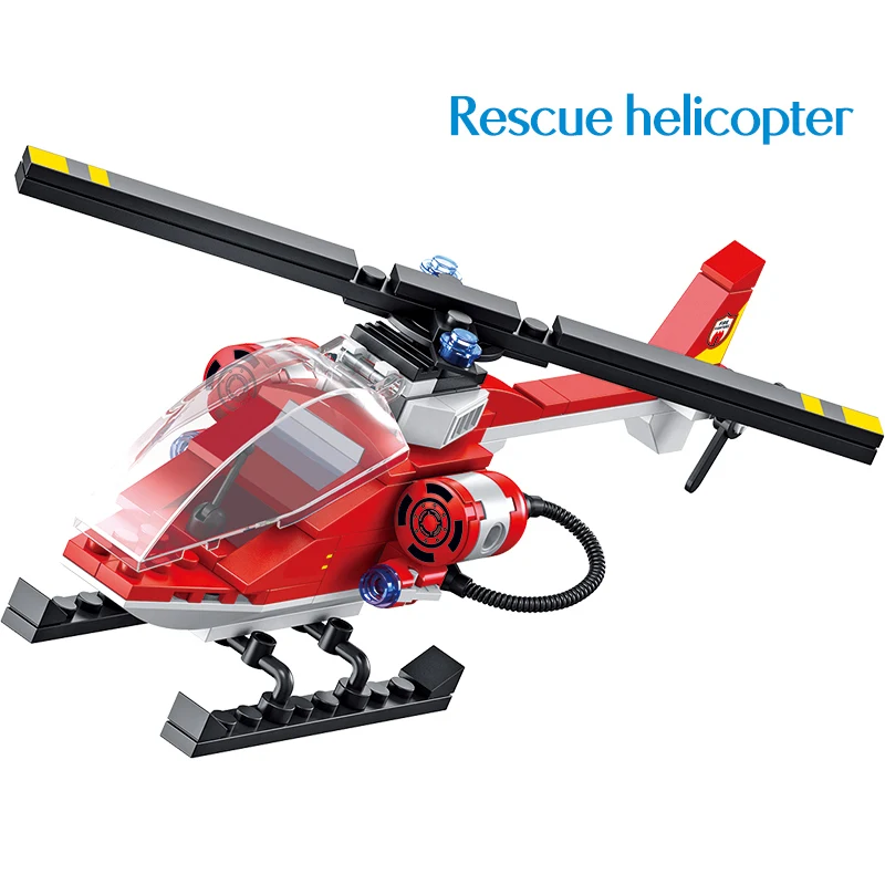 

640PCS Fire Mobile Police sets Car Rescue Helicopter Building Blocks Compatible City Police Fire Fighters Bricks Toys for Kids