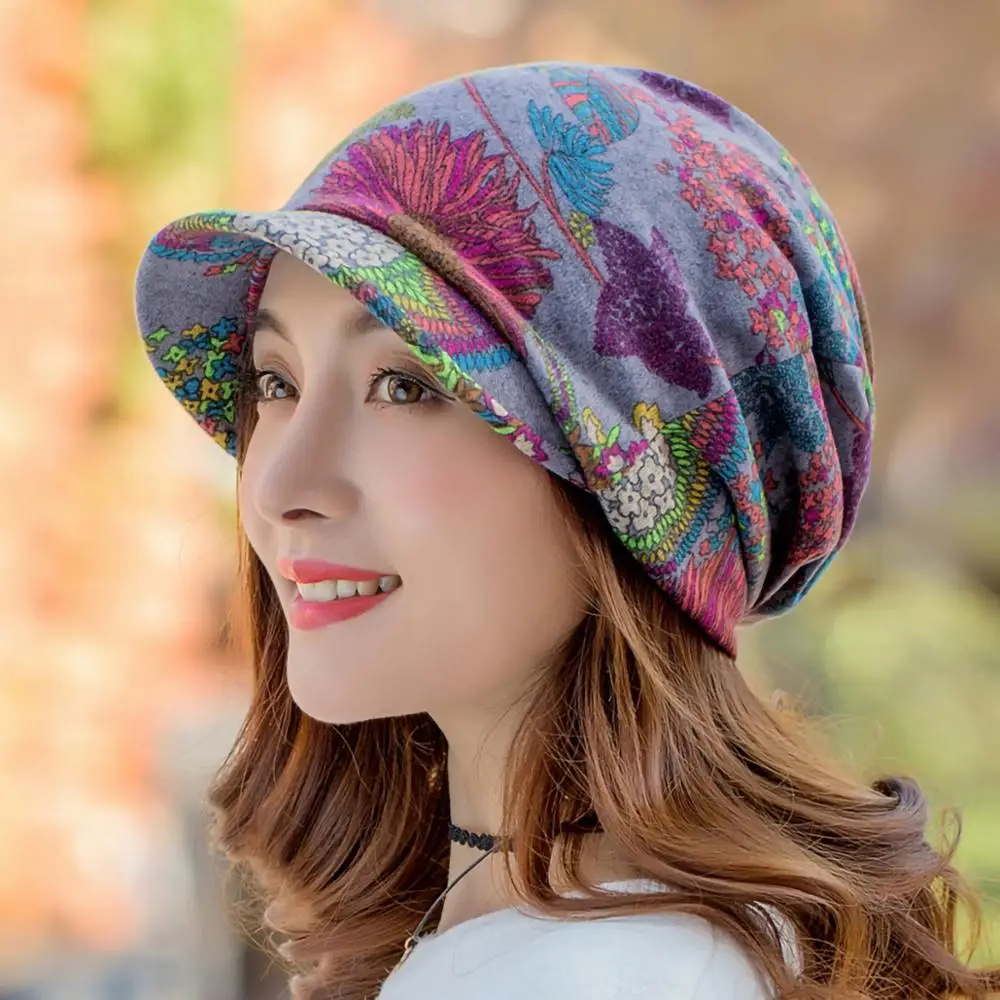 CRUOXIBB женский цветочный газетчик берет таксиста зимняя шапка с козырьком хвостик