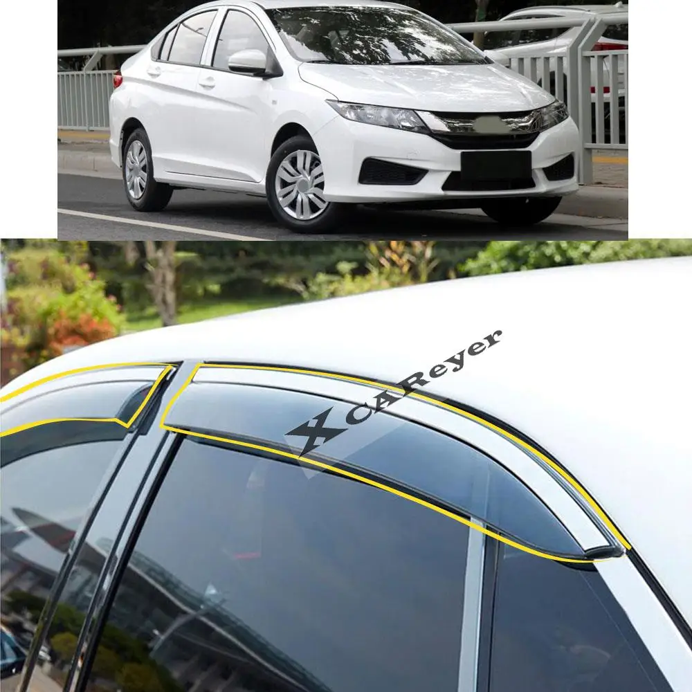 

For Honda City 2015 2016 2017 2018 2019 Car Body Styling Sticker Plastic Window Glass Wind Visor Rain/Sun Guard Vent Parts