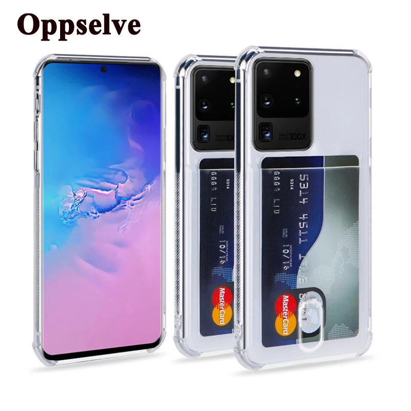 card slots holder shockproof phone case for s20 plus ultra s10 s9 s8 note 10 pro 9 a91 a51 soft silicone transparent back cover free global shipping
