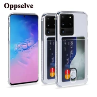 Card Slots Holder Shockproof Phone Case For S20 Plus Ultra S10 Note Pro A91 A51 Soft Silicone Transparent Back Cover
