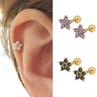 Женские Модные минималистичные серьги-гвоздики из нержавеющей стали, серьги-гвоздики с круглым цирконом и камнем, маленькие Украшения Для Пирсинга Ушей на хрящевой основе