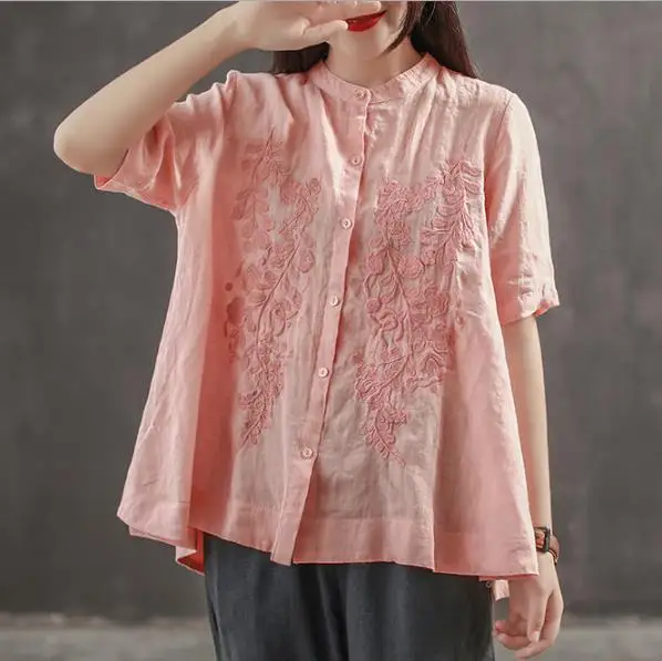 Топы со стоячим воротником новинка 2020 Летняя Повседневная белая блузка с