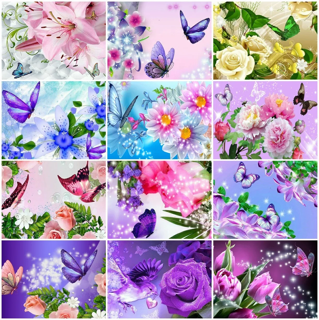 AZQSD 5D алмазная живопись бабочка цветок вышивка крестиком Алмазная животные