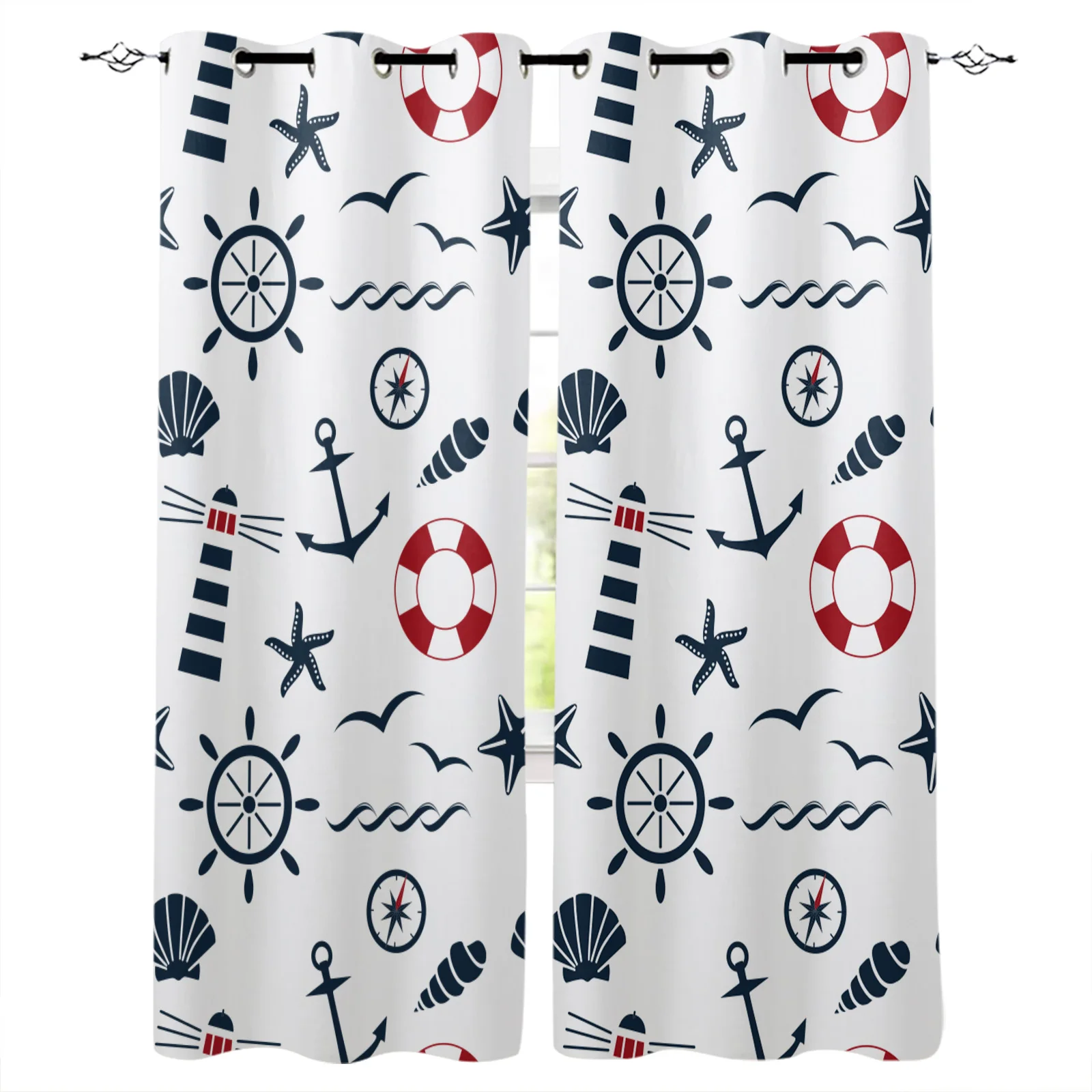 

Мультяшный Маяк Корабль Руль украшение для дома Гостиная занавески окна Детские занавески для кухни спальни