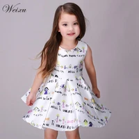 high quality summer white dress for baby girl letter print costume princess dress infant kids clothing for teenage girls 8 years
