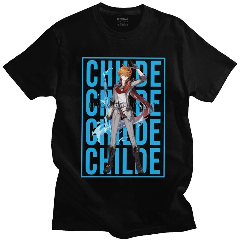 

Gorgeous Genshin Impact Childe T Shirt Men Short Sleeves Pure Cotton T-shirt Print Game Anime Tee Tops Fashion Streetwear Tshirt