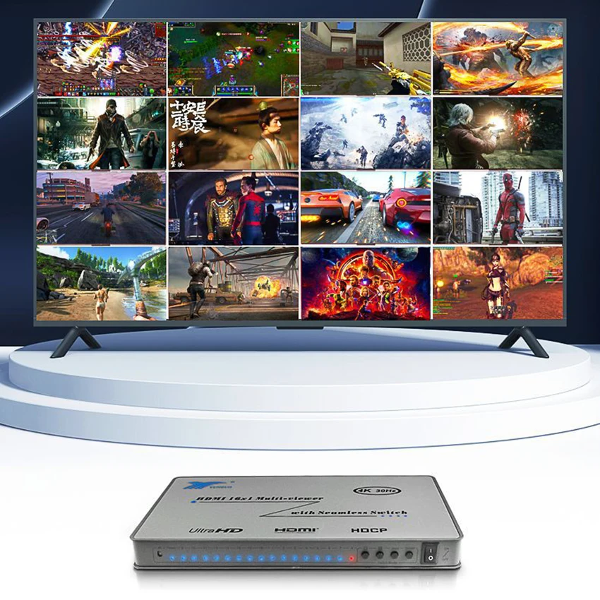 HDMI 16x1 мульти-просмотр с бесшовным переключателем HDMI экран в режиме реального времени мультипросмотра поддержка 4k@ 30 Гц и 3D визуальные эффекты