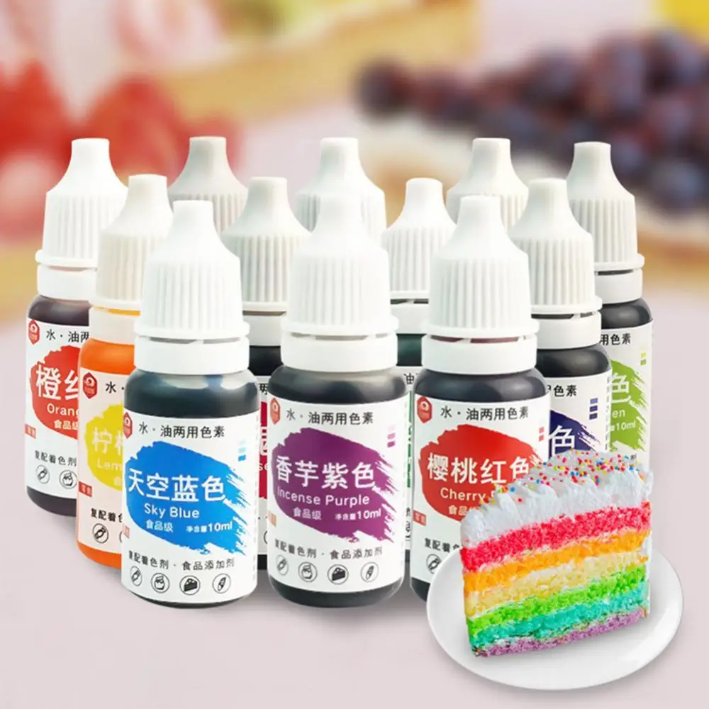 

12 Colors 10ml Natural Ink Food Coloring Cake Pastries Cookies DIY Craft Pigment