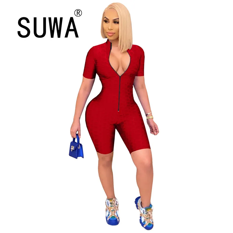 

Loungewear Women Skinny One Piece Jumpsuits Summer Short Sleeve Sexy Rompers Bodycon Playsuits Casual Streetwear Tracksuit