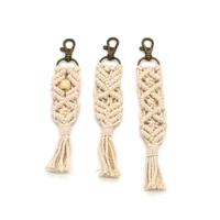 handmade tan cotton macrame tassel keychains key ring custom trendy jewelry wholesale manufacturer