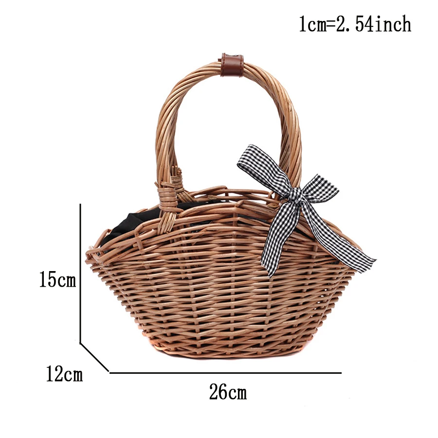 

Casual Rattan Woven Top Handle Bag Ladies Bowknot Straw Bag Travel Beach Bags Fashion Handmade Summer Wicker Bag Women Handbags