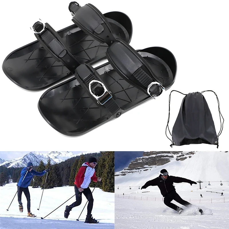 

Mini Ski Skates Snowfeet Attach To Boots With Bindings One Size Fits All For Skier Adjustable Portable Skiing Shoes Snow Board