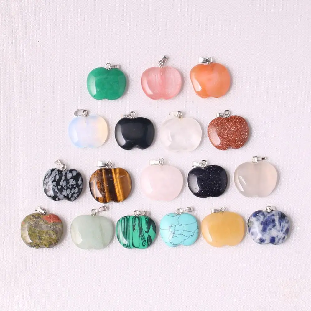 

30/60/100PCS Wholesale Healthy Energy Girls Apple Shaped Pendants Natural Gem Stone Necklace Earring Pendants Jewelry Beads