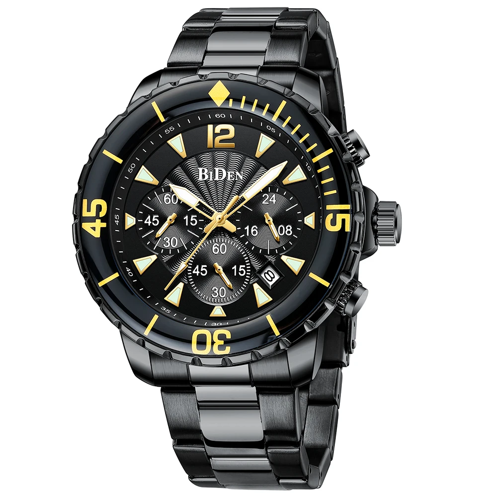 

Luxury Sport Men Quartz Watches Casual Stainless Steel Strap Rotating Bezel Waterproof Calendar Luminous relogio masculino reloj