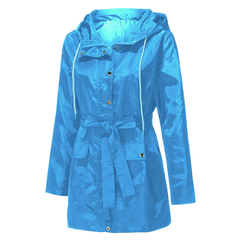 Женский ветрозащитный плащ с капюшоном длинная спортивная куртка для активного