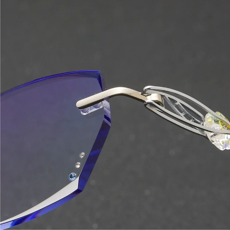 Женские очки с алмазной отделкой модные из чистого титана без винтов алмазным