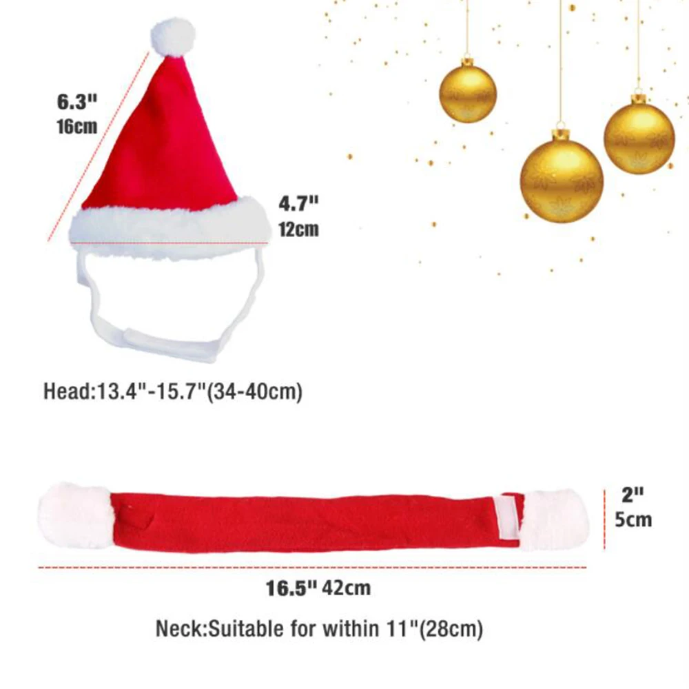 Рождественская домашняя собака кошка Санта шляпа шарф набор головной убор