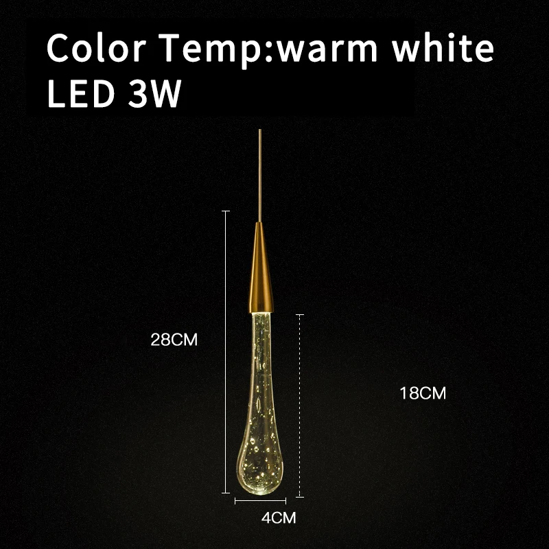 Подвесной светильник с подвеской в виде капли воды ing светодиодный современный