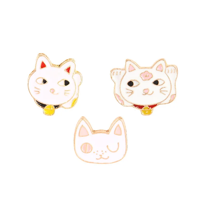 Броши на булавке Maneki Neko шпилька с подвеской Кот эмаль кошка брошь Япония Lucky Cat