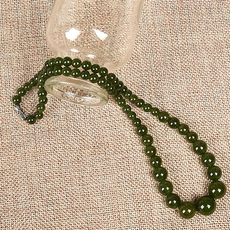 Тайвань зеленым халцедоном яшмы 6 14 мм круглые бусины ожерелье с башней