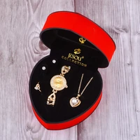 women bracelet watch set gold crystal design necklace earrings ring female jewelry set quartz watch women%e2%80%99s gifts for valentine