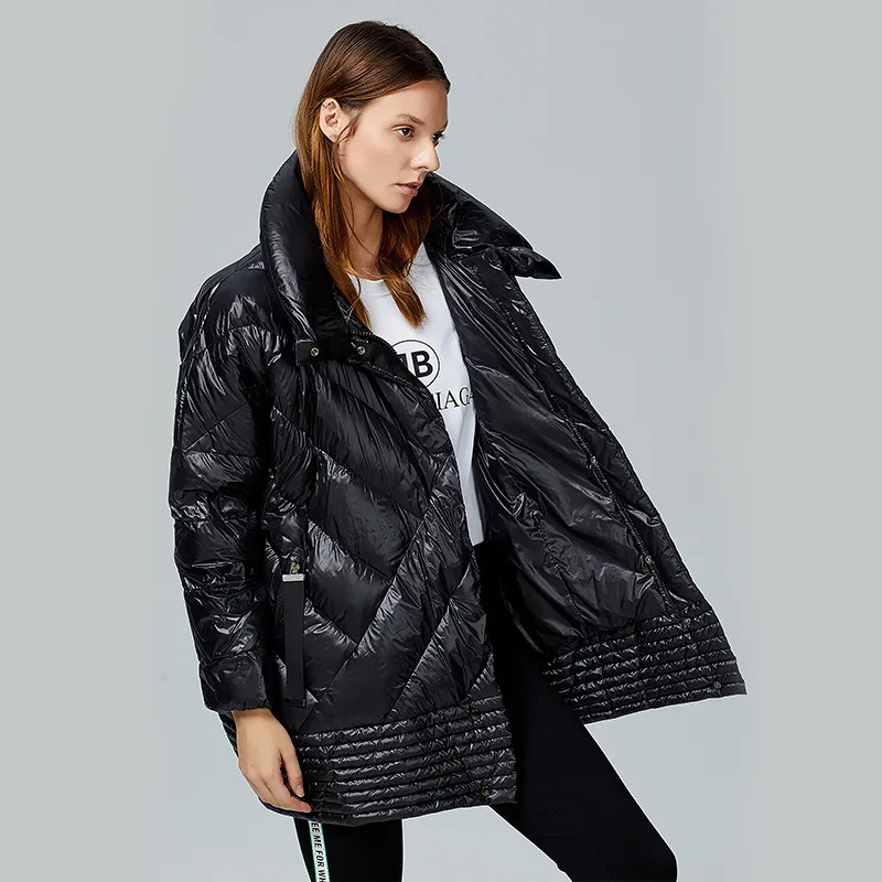 Большой размер зимний пуховик модный 2019 верхняя одежда для женщин белый утиный