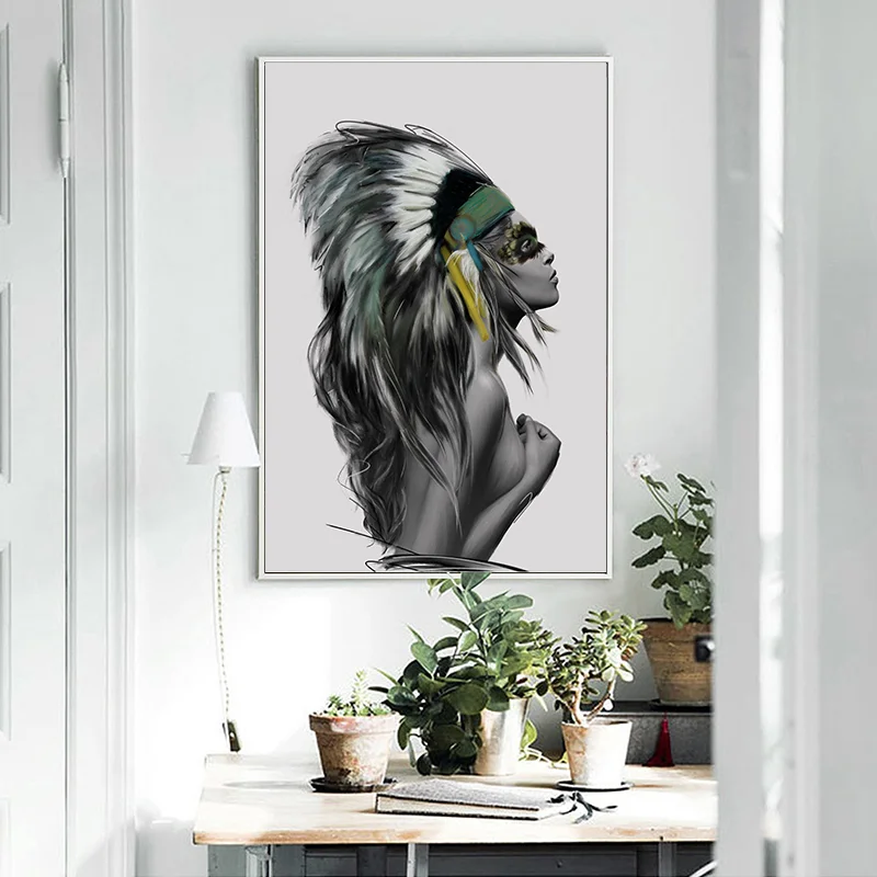 Художественная Картина на холсте простой модный абстрактный постер с перьями