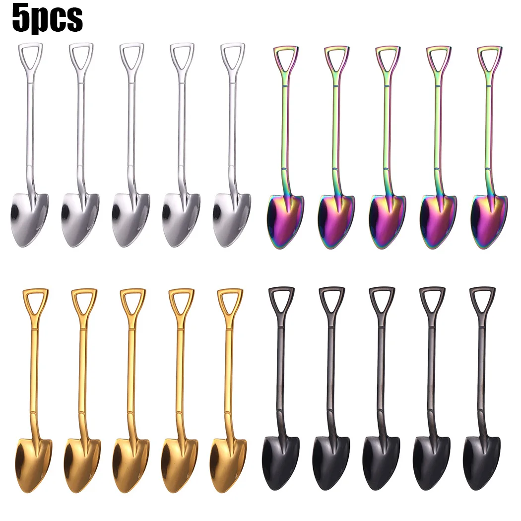5x Нержавеющая сталь ложка-Лопатка Форма Кофе мороженое арбуз Ручка Ложки Посуда