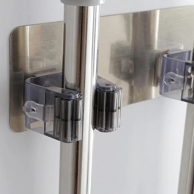 

Single / Double Buckle Punch-free Powerful Stickers Hanger Seamless Bathroom Mop Holder Rack Hanger Hooks Storage N8B8